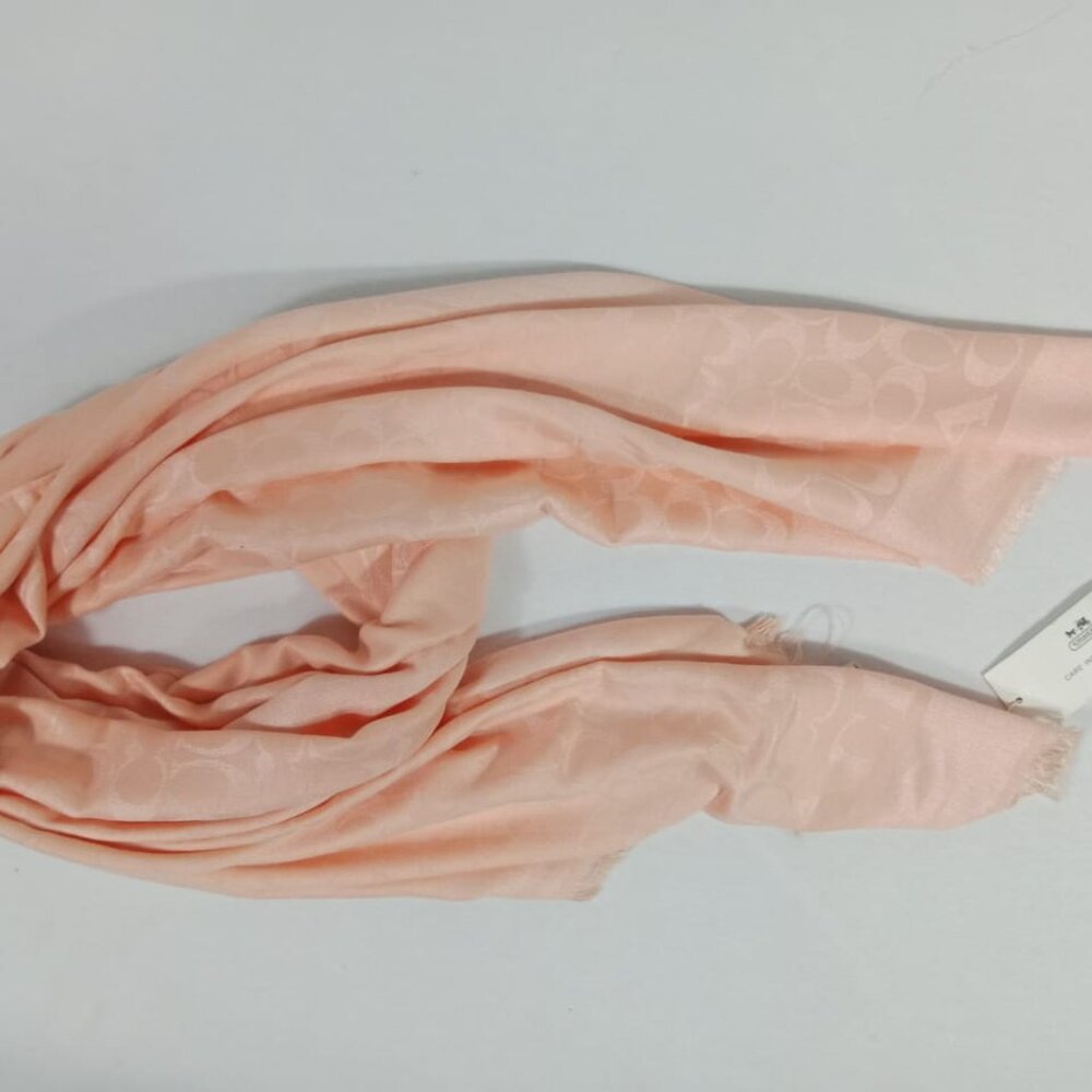 Authentic Coach Stole Shawl Wrap 65%Cashmere 35% Silk Peach Used - Picture 9 of 11